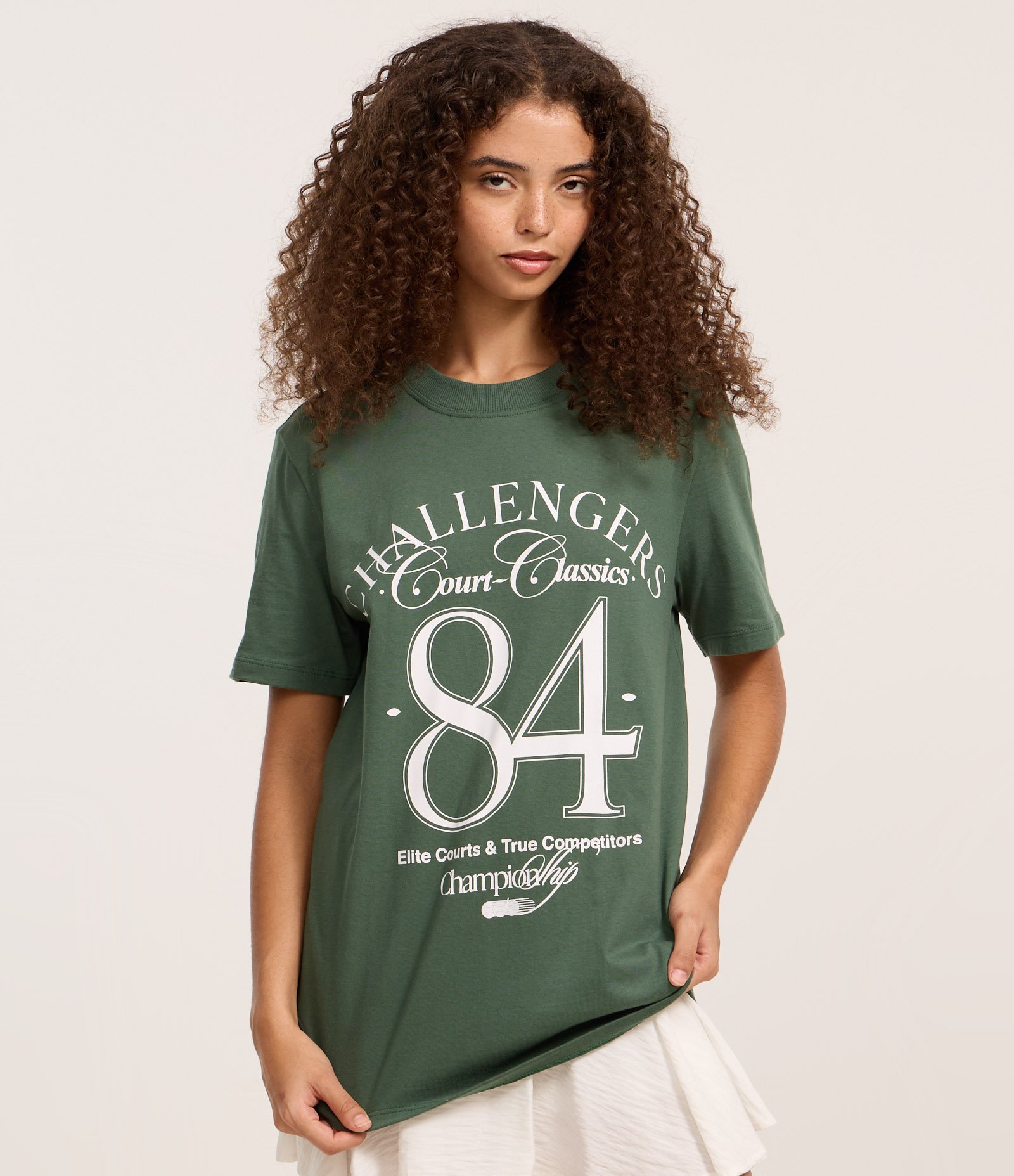 Camiseta Alongada em Algodão com Estampa Challengers 84 Verde 3