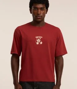 Camiseta Boxy em Algodão Estampa de Urso Shared Delusion