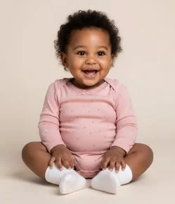 Body Infantil com Estampa em Poá - Tam 0 a 18 meses