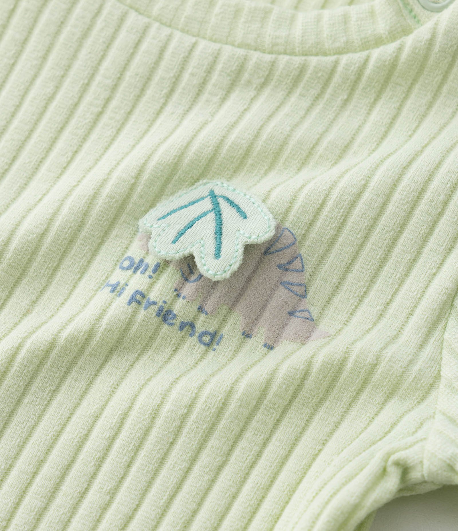 Body Infantil Canelado com Bordado Dinossauro - Tam 0 a 18 meses Verde 8