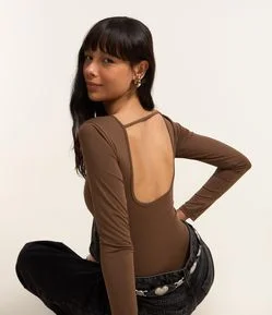 Body em Microfibra com Decote nas Costas