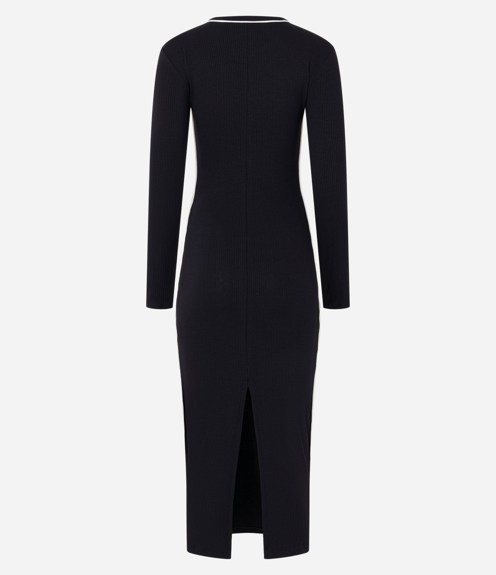 Vestido Long Midi em Ribana com Friso Contrastante Preto 8