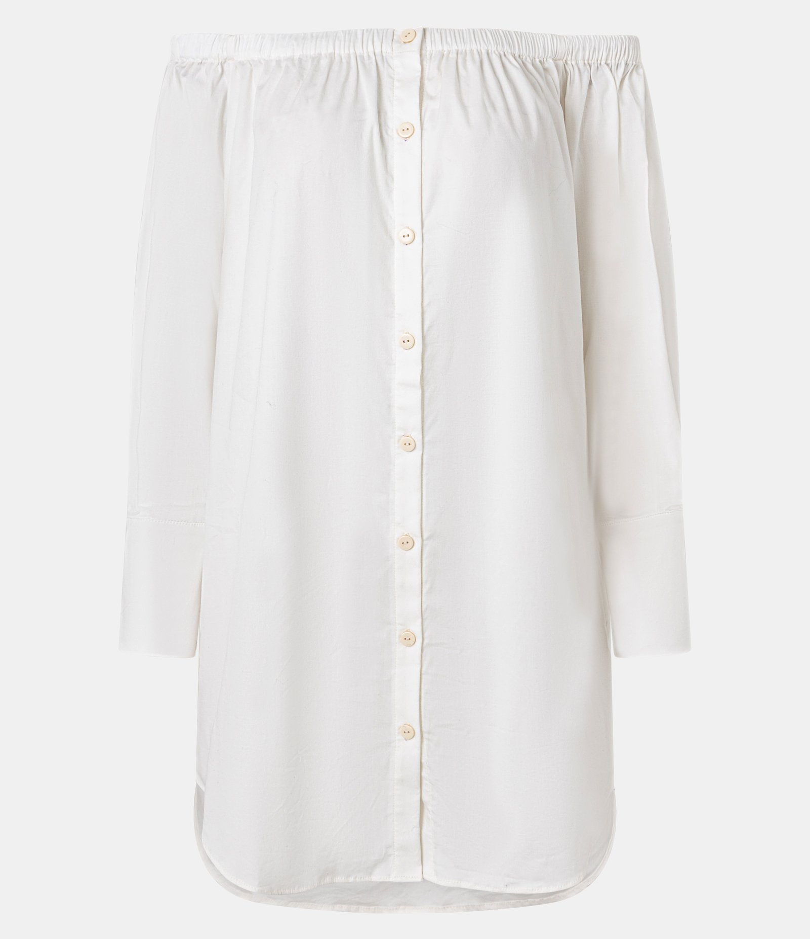 Camisa Oversized em Tricoline com Decote Ombro a Ombro Branco 5