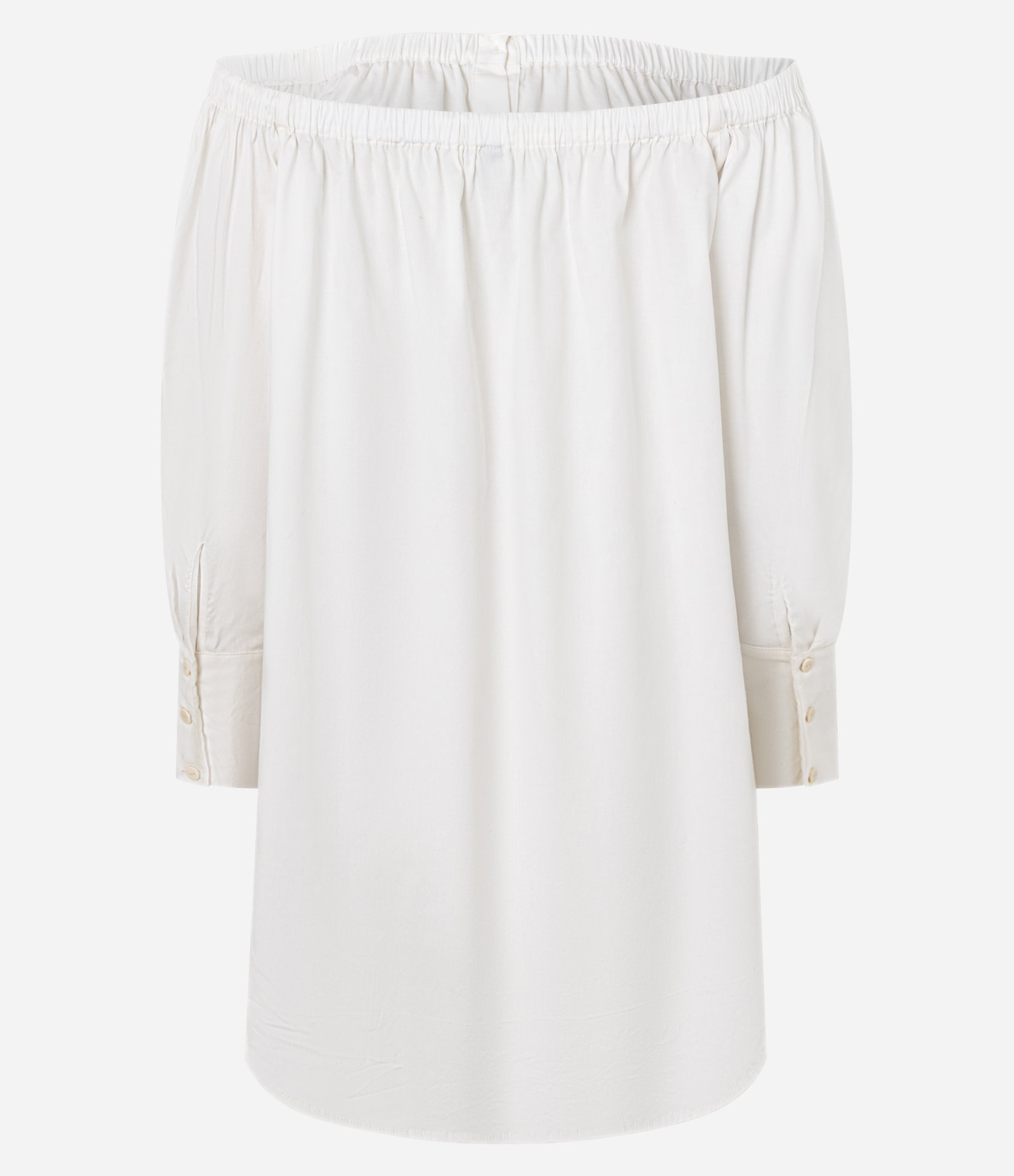 Camisa Oversized em Tricoline com Decote Ombro a Ombro Branco 6