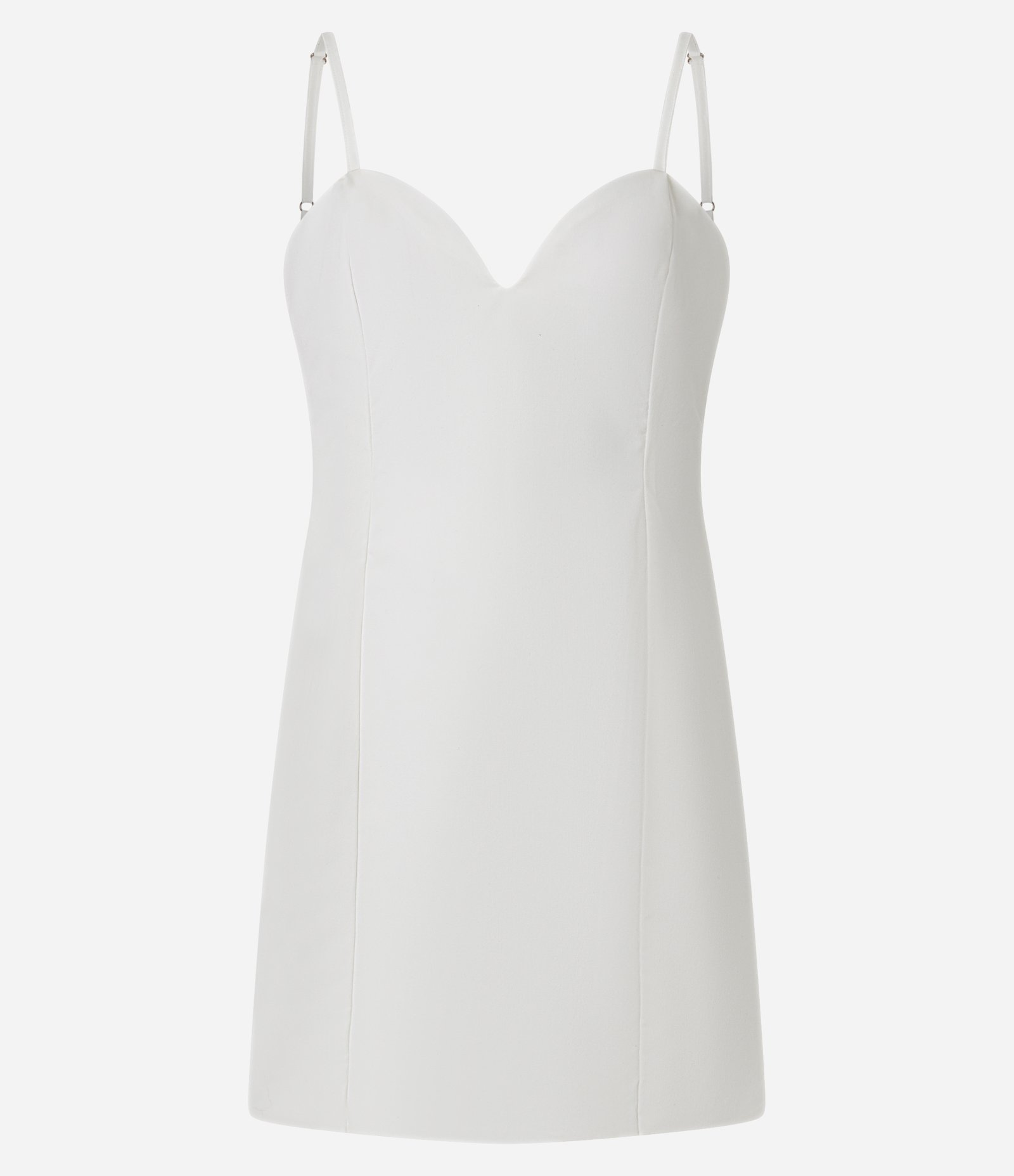 Vestido Curto em Alfaiataria com Decote Coração e Zíper nas Costas Branco 3
