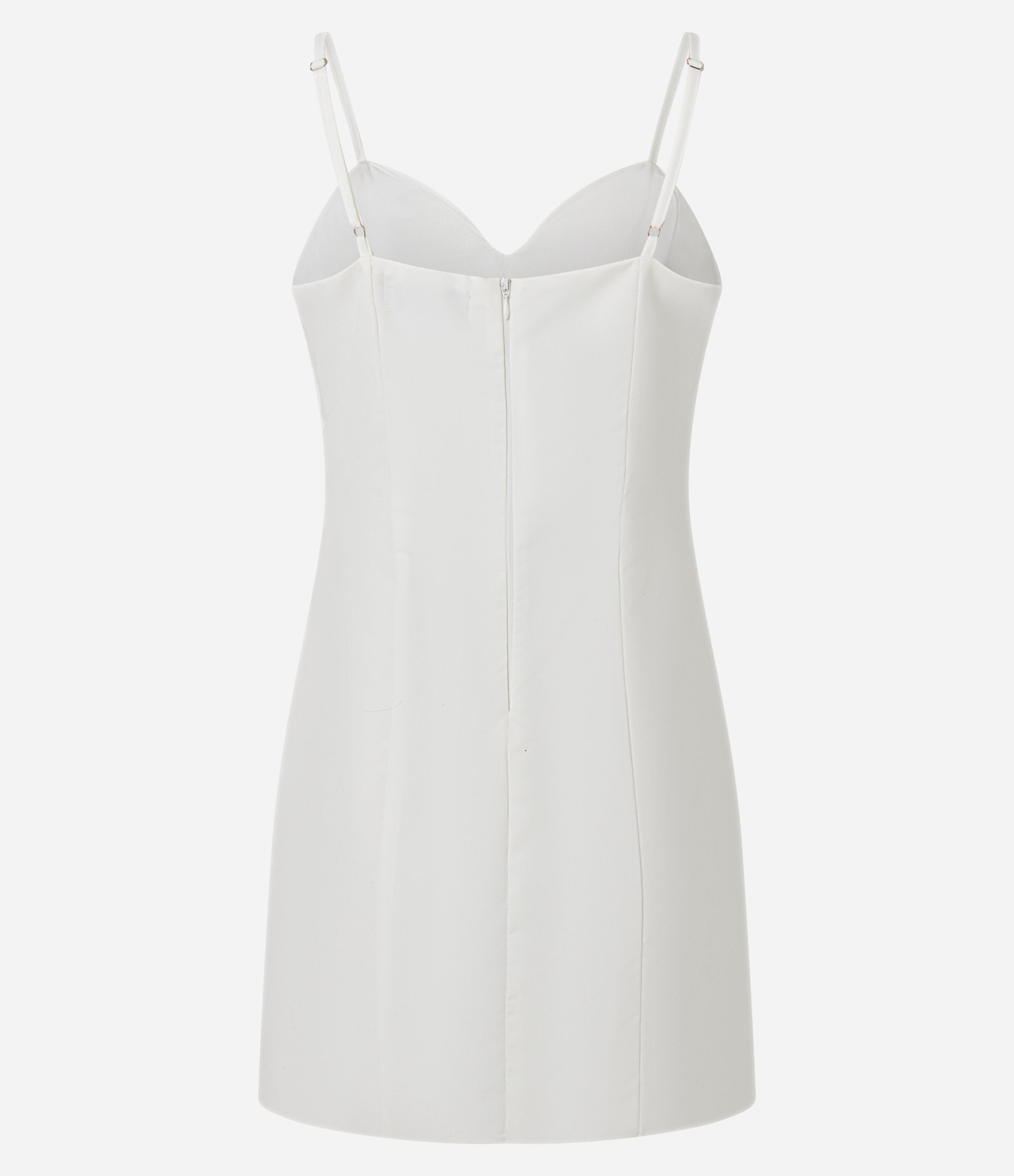 Vestido Curto em Alfaiataria com Decote Coração e Zíper nas Costas Branco 4