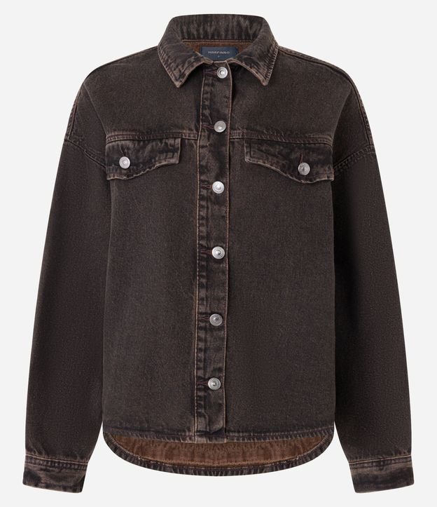 Jaqueta Western Trucker em Jeans com Efeito Sobretinto