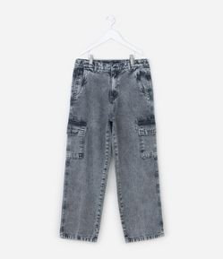 Calça Baggy Infantil em Jeans com Bolsos Cargo - Tam 5 a 14 Anos