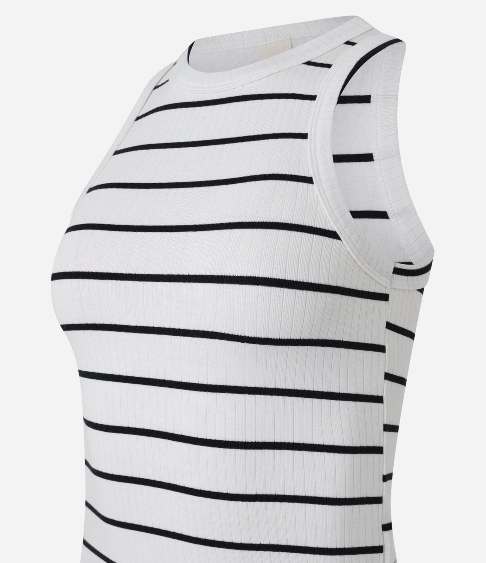 Regata em Ribana com Estampa Listrada Branco 2