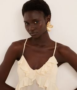 Maxi Brinco em Forma de Meia Flor Amassada