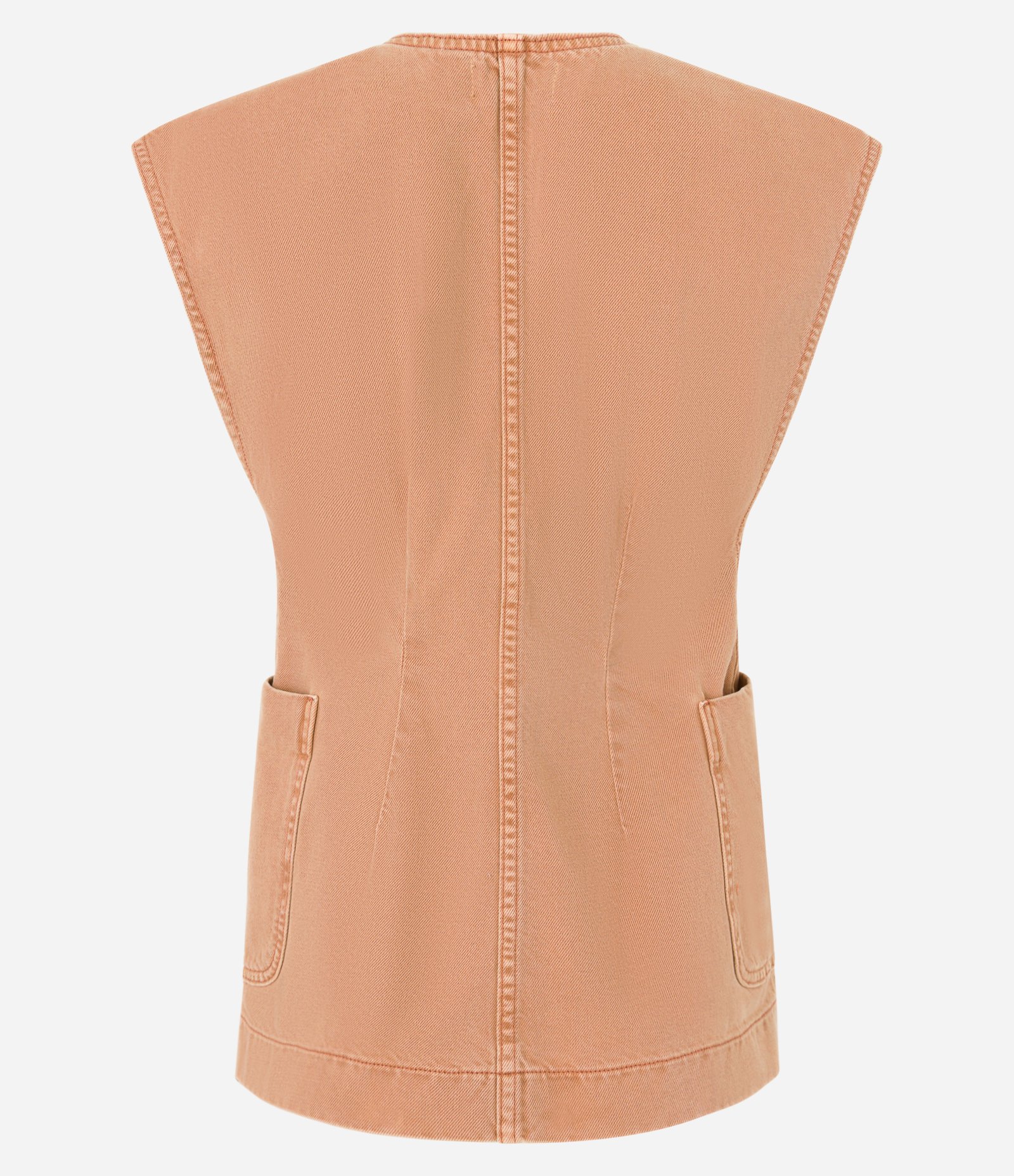 Colete Longo em Sarja com Cintos Frontais e Bolsos Marrom 6