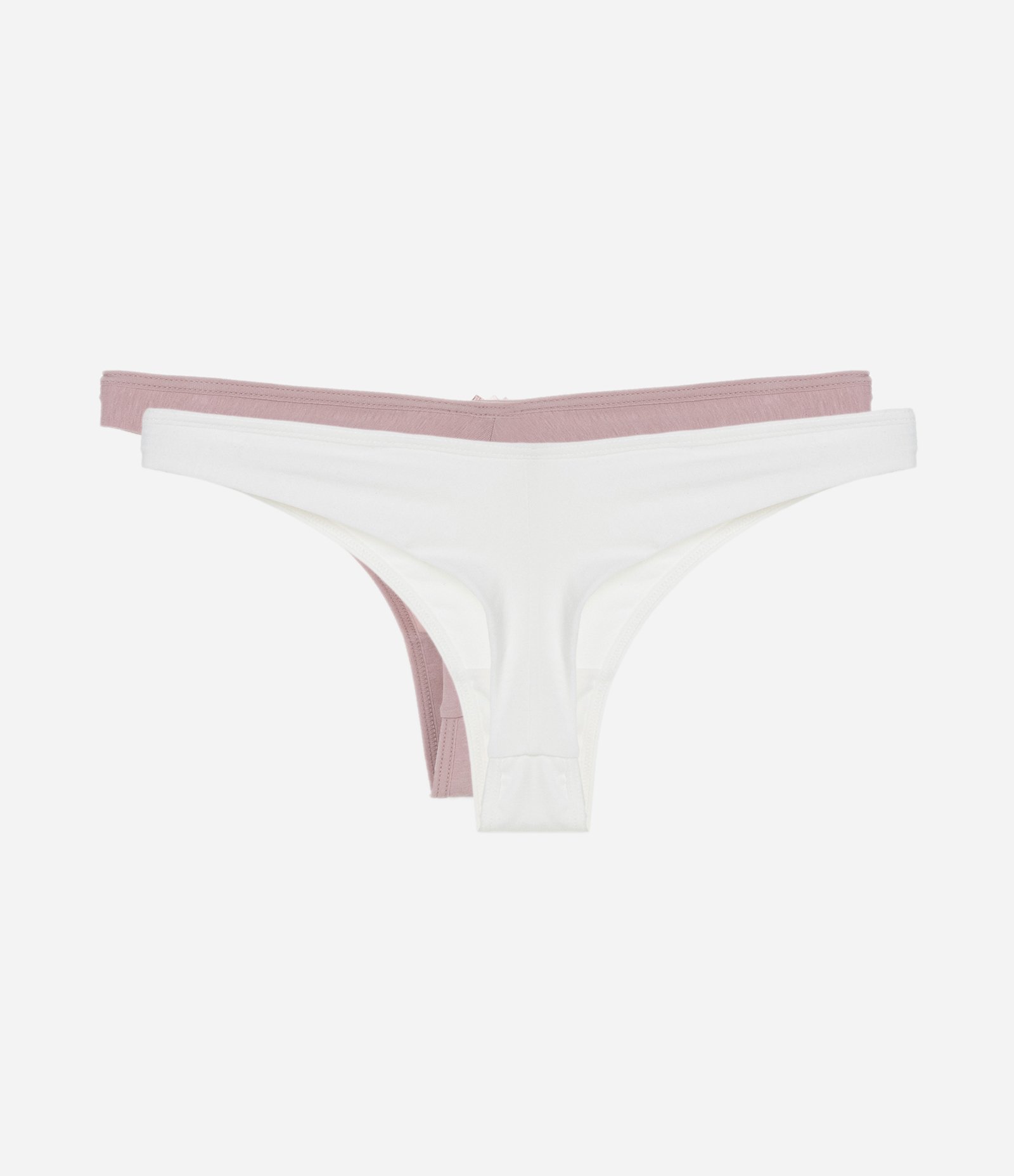 Kit 02 Calcinhas Biquíni em Algodão Fio Duplo Lilás/Branco 2