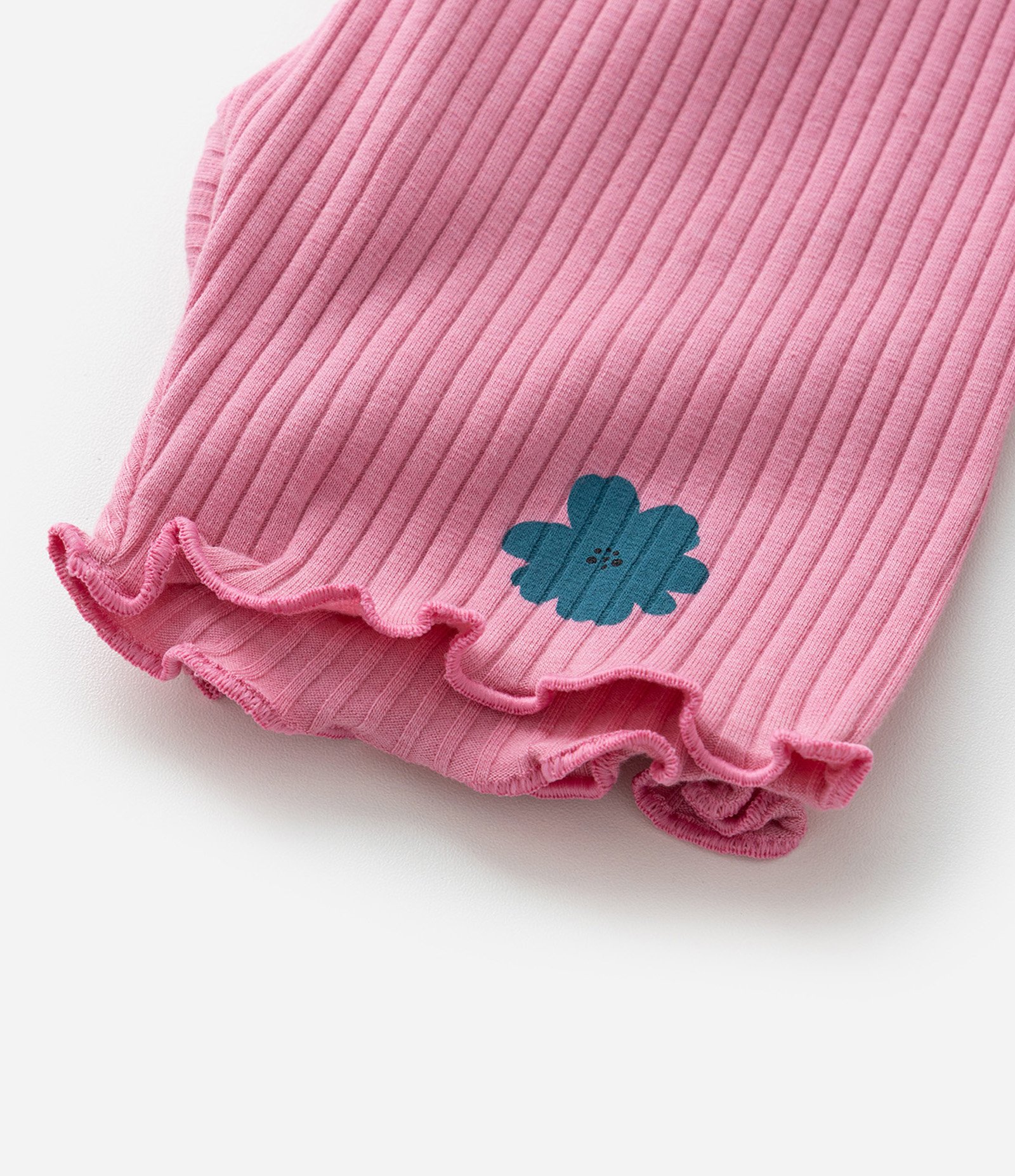 Conjunto Infantil Canelado com Estampa Floral - Tam 1 a 6 Anos Rosa 10