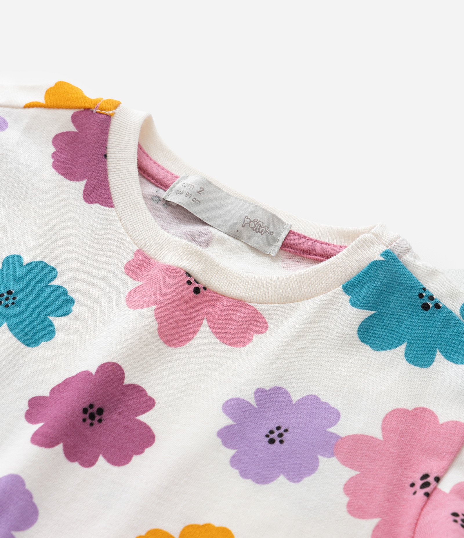 Conjunto Infantil Canelado com Estampa Floral - Tam 1 a 6 Anos Rosa 7