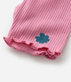 Conjunto Infantil Canelado com Estampa Floral - Tam 1 a 6 Anos