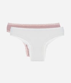 Kit 02 Calcinhas Biquíni em Algodão com Renda