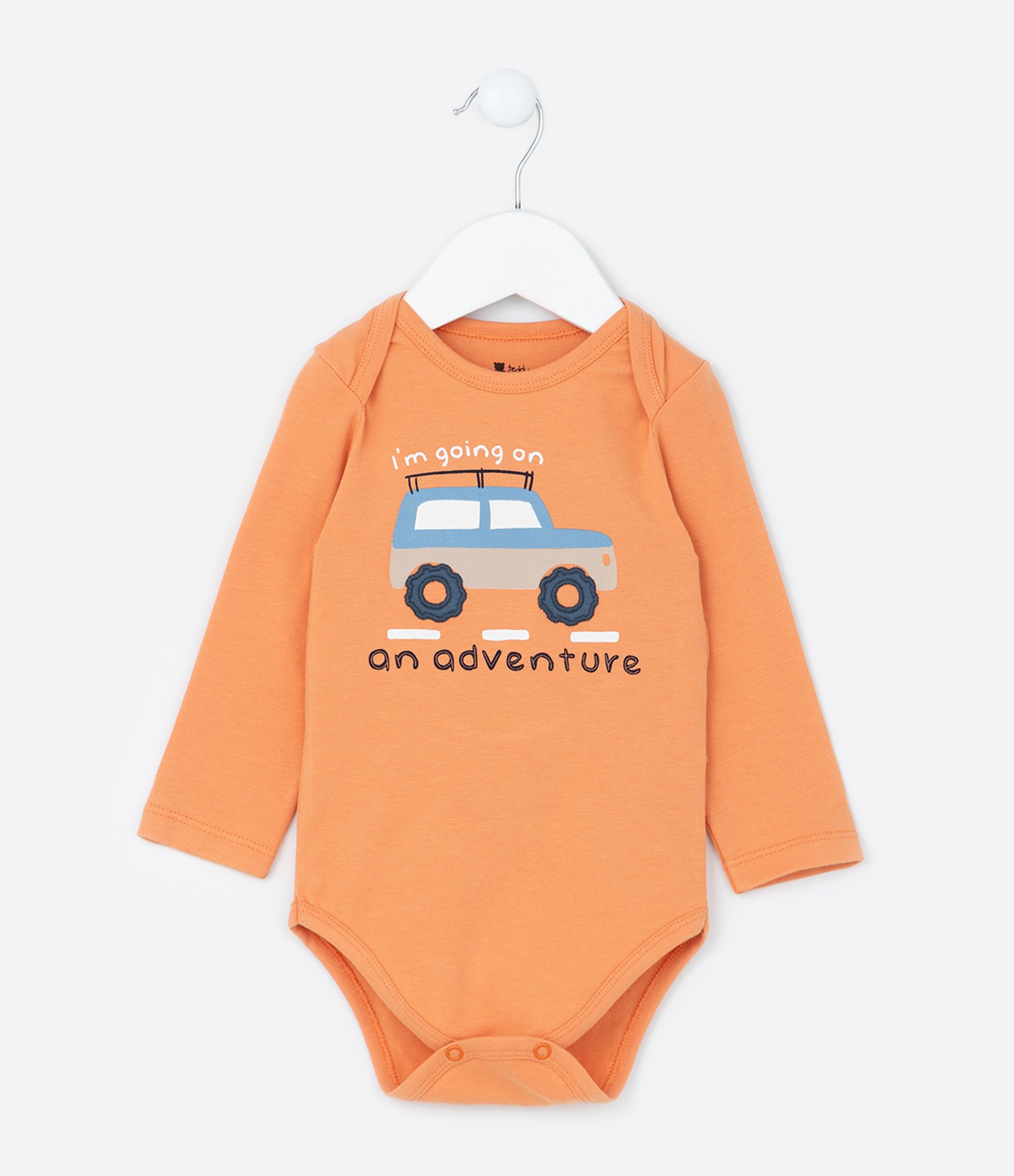 Body Infantil com Estampa Carro de Trilha - Tam 0 a 18 meses Laranja 2