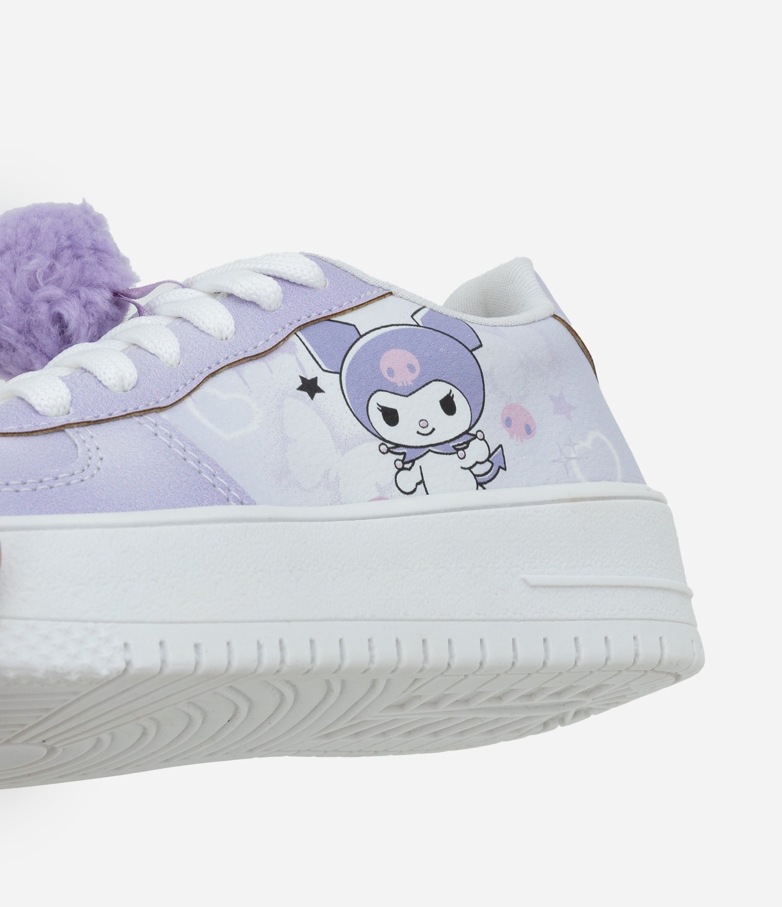 Tênis Infantil com Pompom e Estampa Kuromi - Tam 28 ao 34 Lilás/Branco 5