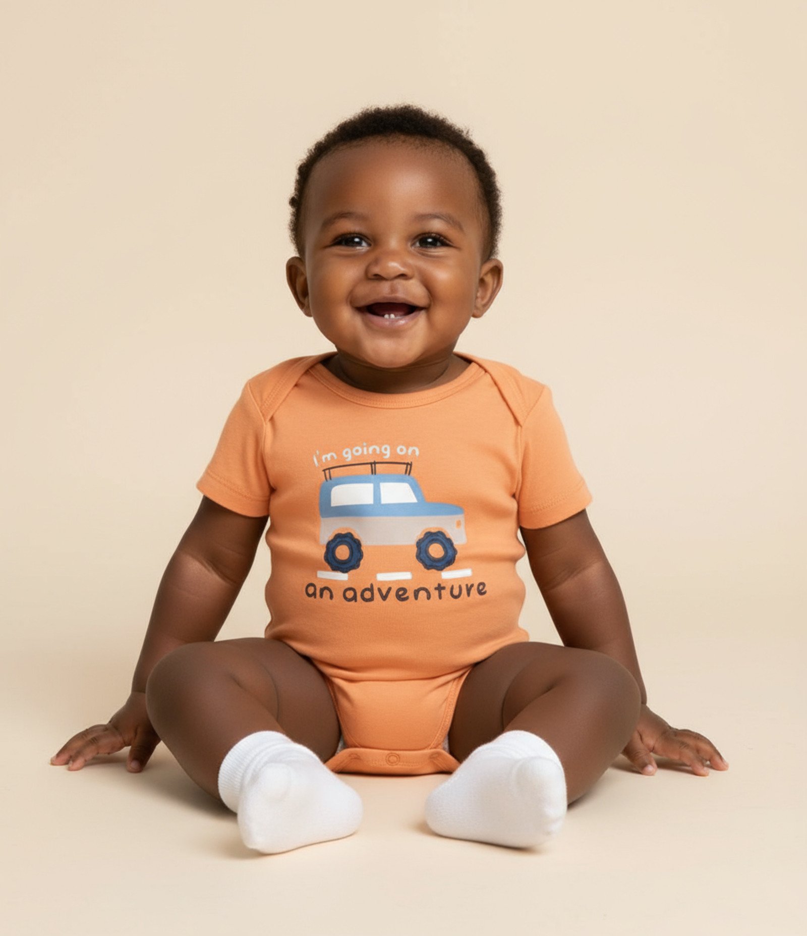 Body Infantil com Estampa Carro de Trilha - Tam 0 a 18 meses Laranja 1