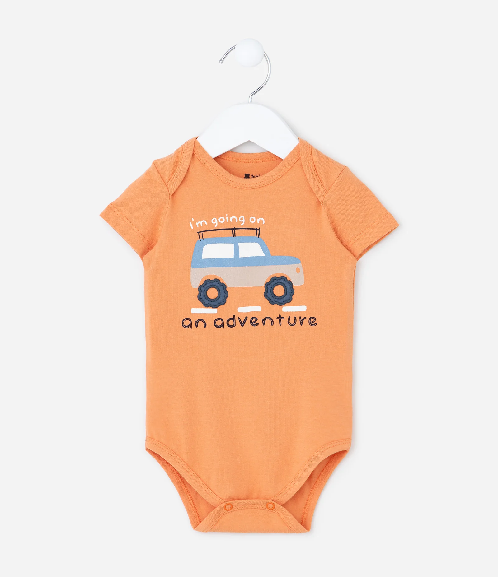 Body Infantil com Estampa Carro de Trilha - Tam 0 a 18 meses Laranja 2