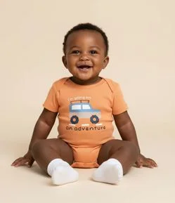 Body Infantil com Estampa Carro de Trilha - Tam 0 a 18 meses