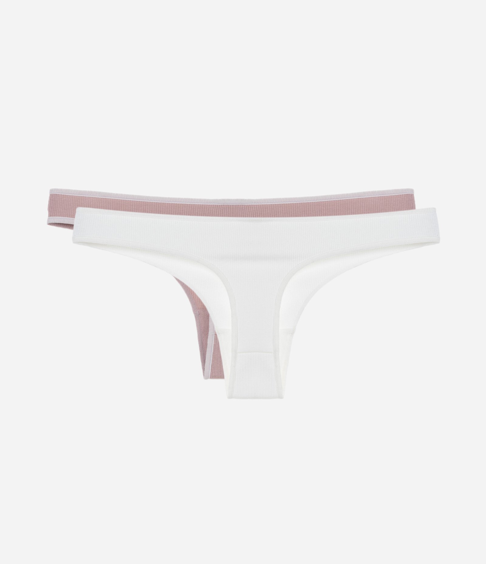 Kit 02 Calcinhas Biquíni Fio com Contraste no Cós Rosa/Branco 2