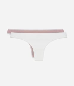 Kit 02 Calcinhas Biquíni Fio com Contraste no Cós