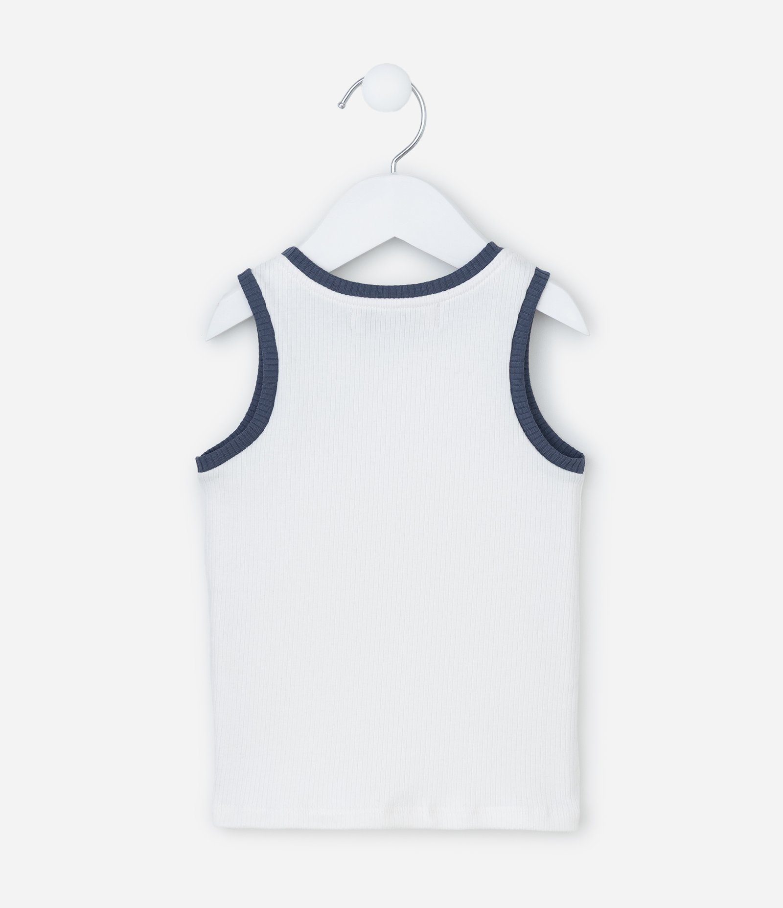 Regata Infantil em Ribana com Viés Contrastante - Tam 1 a 6 Anos Branco 2