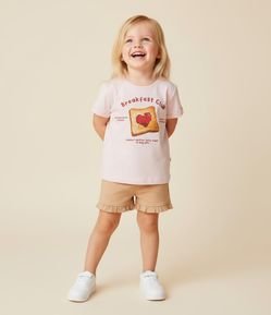 Blusa Infantil com Estampa de Torrada com Geléia - Tam 1 a 6 Anos