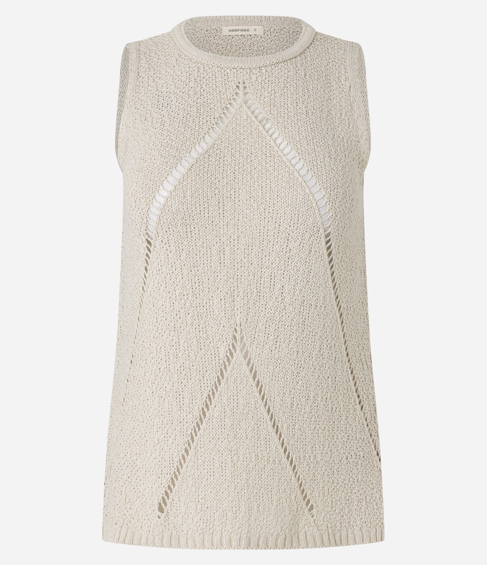 Blusa Alongada Texturizada com Entremeios Diagonais Bege 6