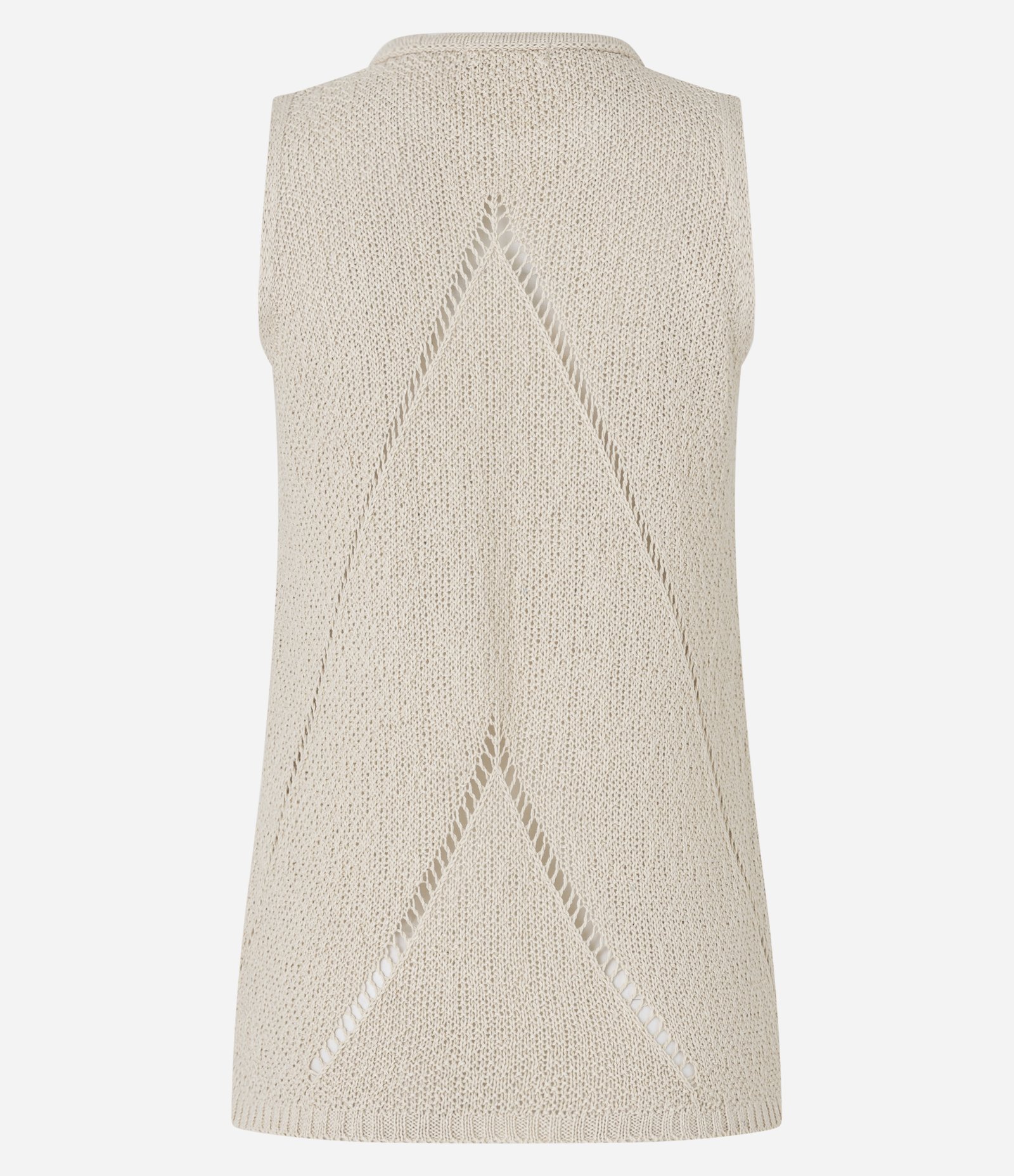 Blusa Alongada Texturizada com Entremeios Diagonais Bege 8