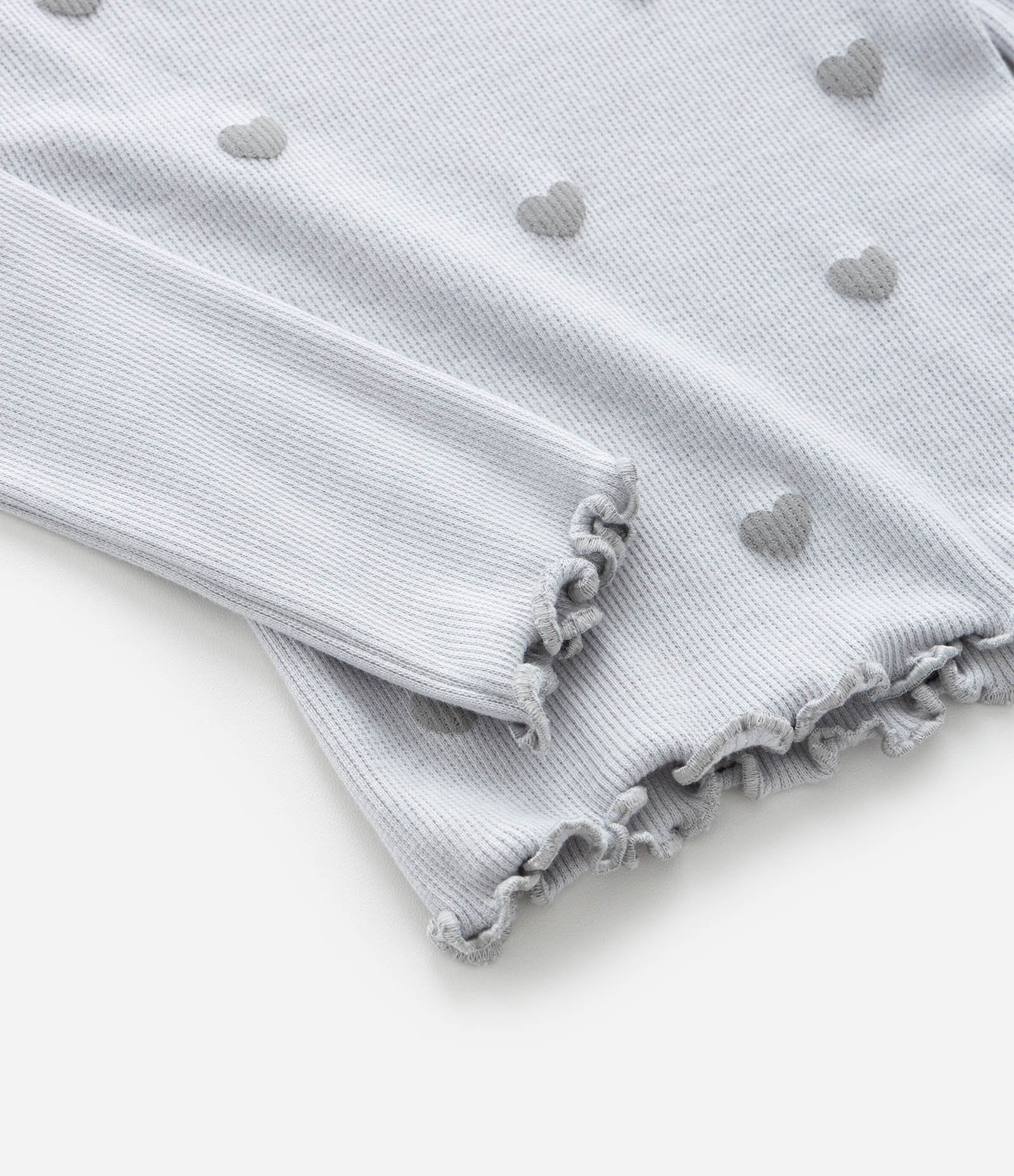 Blusa Infantil Canelada com Estampa Corações - Tam 1 a 6 Anos Cinza 4