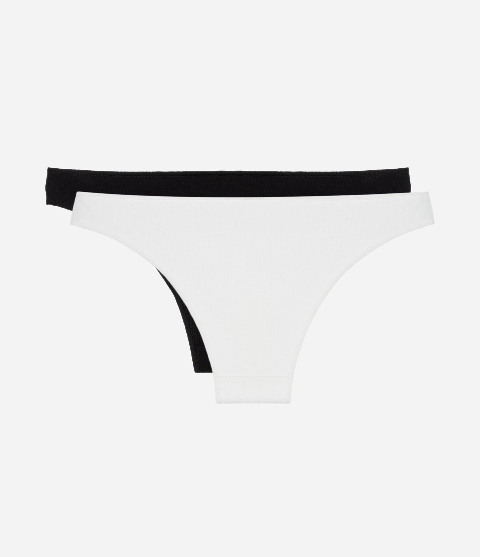 Kit 02 Calcinhas Biquíni Básicas em Algodão com Elastano Preto/Branco 2