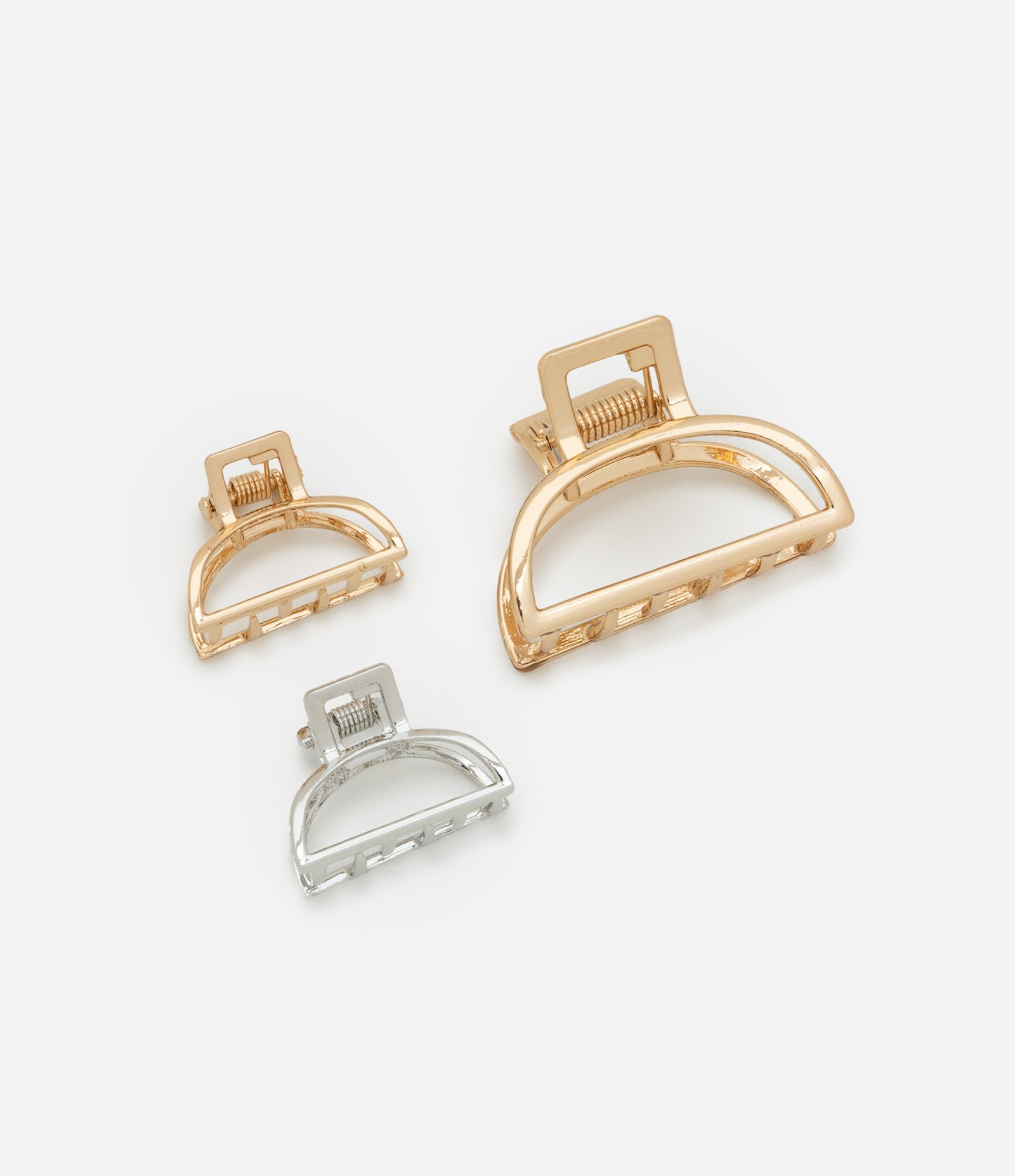 Kit 03 Piranha de Cabelo em Metal com Formas Diversas Dourado/Prata 1