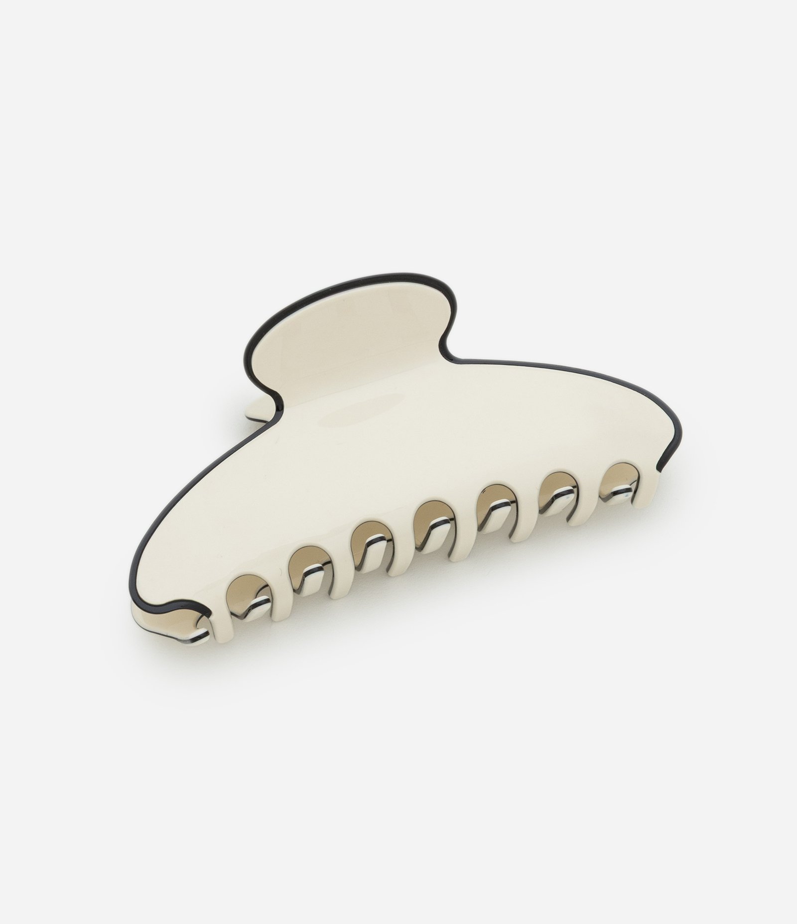 Piranha de Cabelo Grande com Borda Contrastante Off White 1