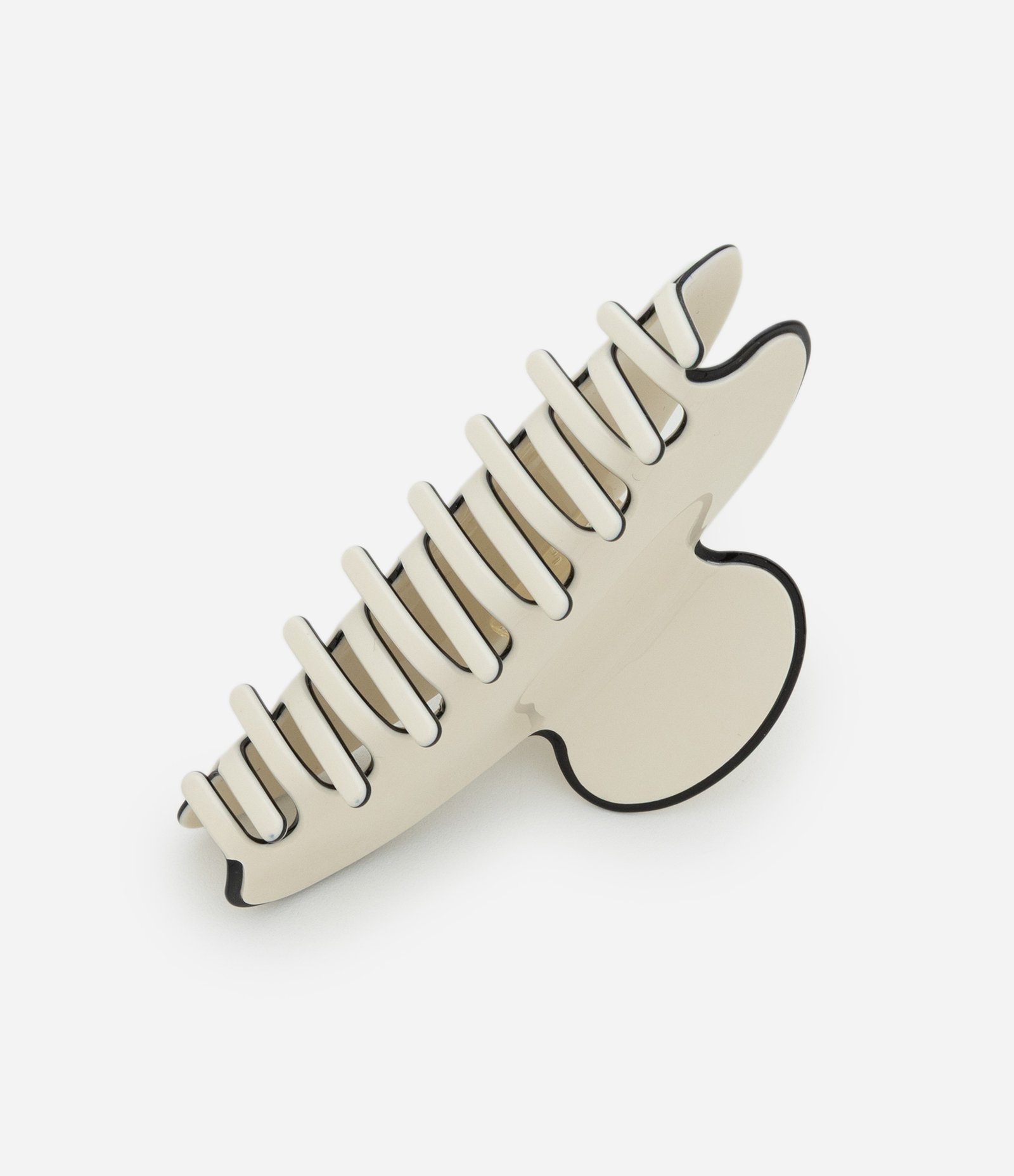 Piranha de Cabelo Grande com Borda Contrastante Off White 2