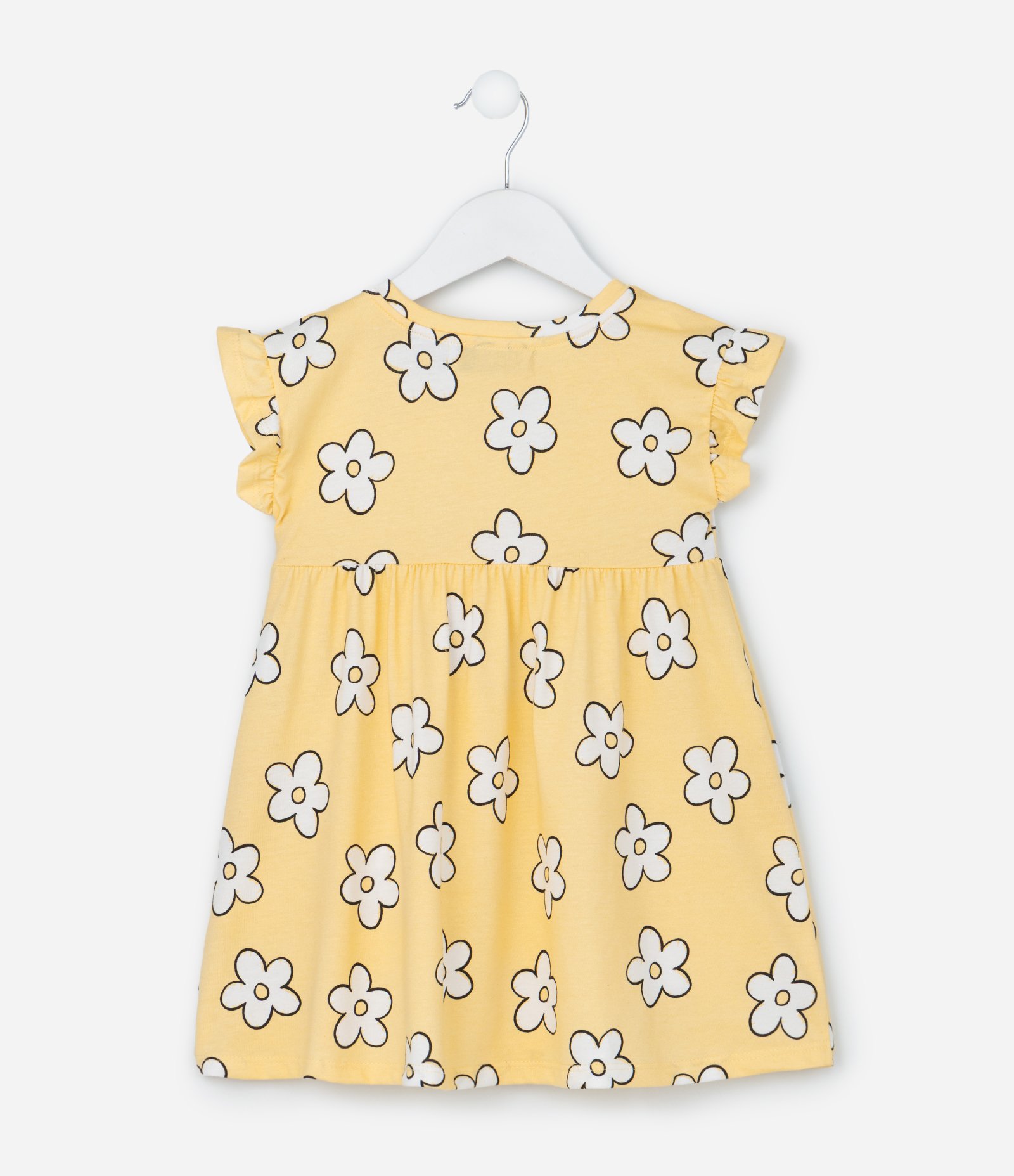 Vestido Infantil com Estampa Florzinhas - Tam 1 a 6 Anos Amarelo 3