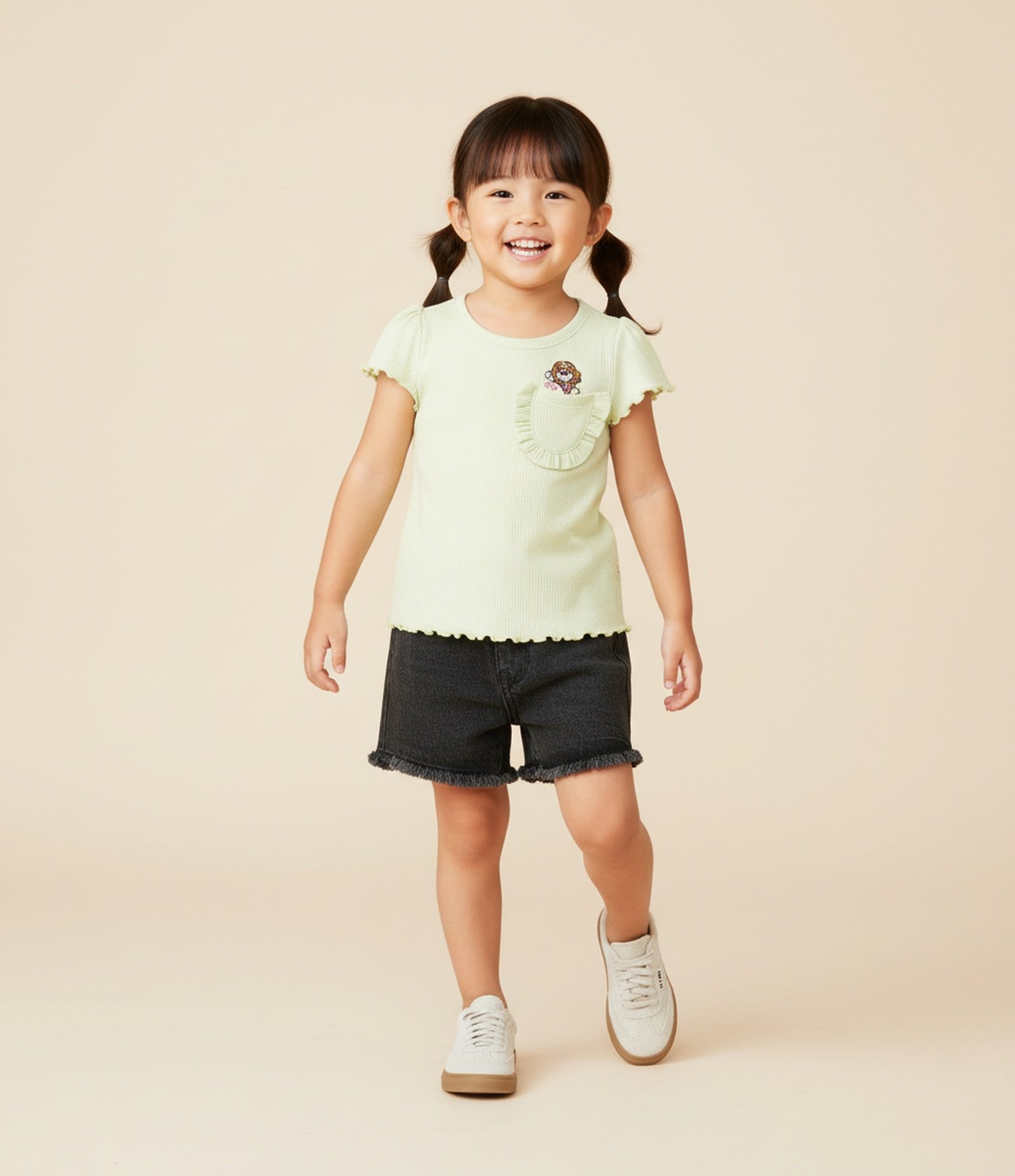 Blusa Canelada com Bolsinho e Bordado Skye - Tam 1 A 5 Anos Verde 1