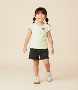 Blusa Canelada com Bolsinho e Bordado Skye - Tam 1 A 5 Anos