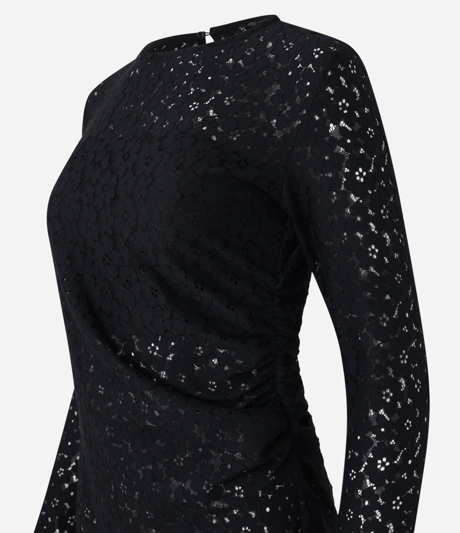 Blusa em Renda com Sobreposição e Manga Longa Preto 5