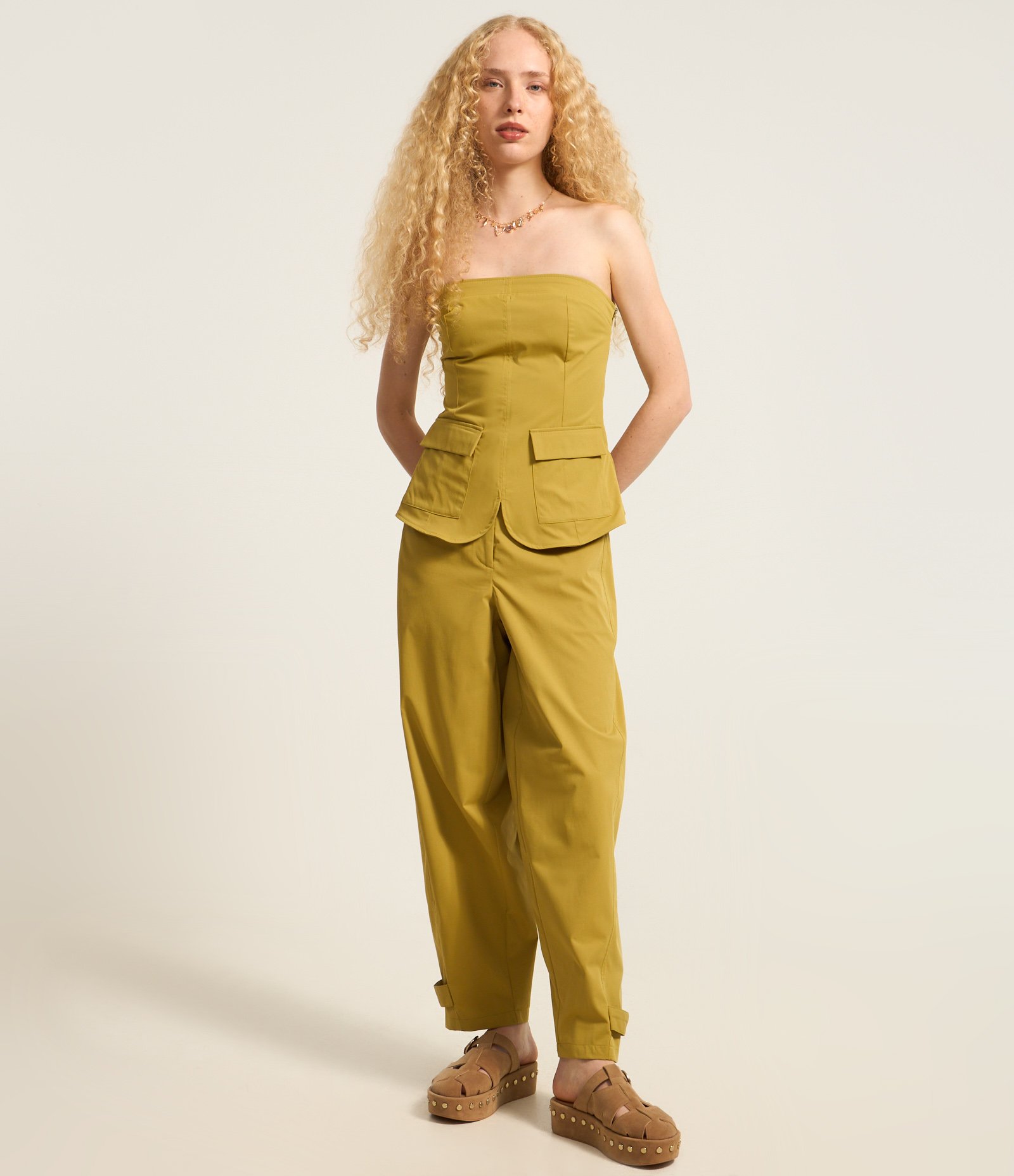 Blusa em Sarja Tomara que Caia com Lastex nas Costas Verde 2