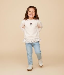 Casaco Infantil com Bordado e Barra com Babado - Tam 1 a 6 Anos