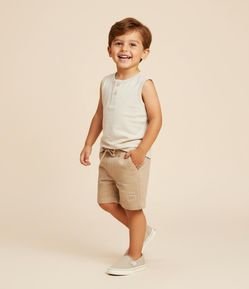 Regata Infantil Texturizada com Botões na Gola - Tam 1 a 6 Anos