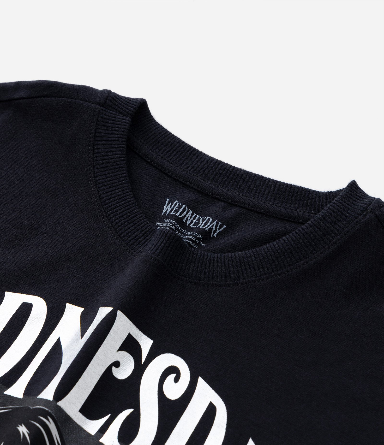 Camiseta Infantil com Estampa Wandinha e Lettering em Foil - Tam 5 a 14 Anos Preto 5