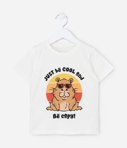 Camiseta Infantil com Estampa Capivara de Óculos - Tam 1 a 6 Anos