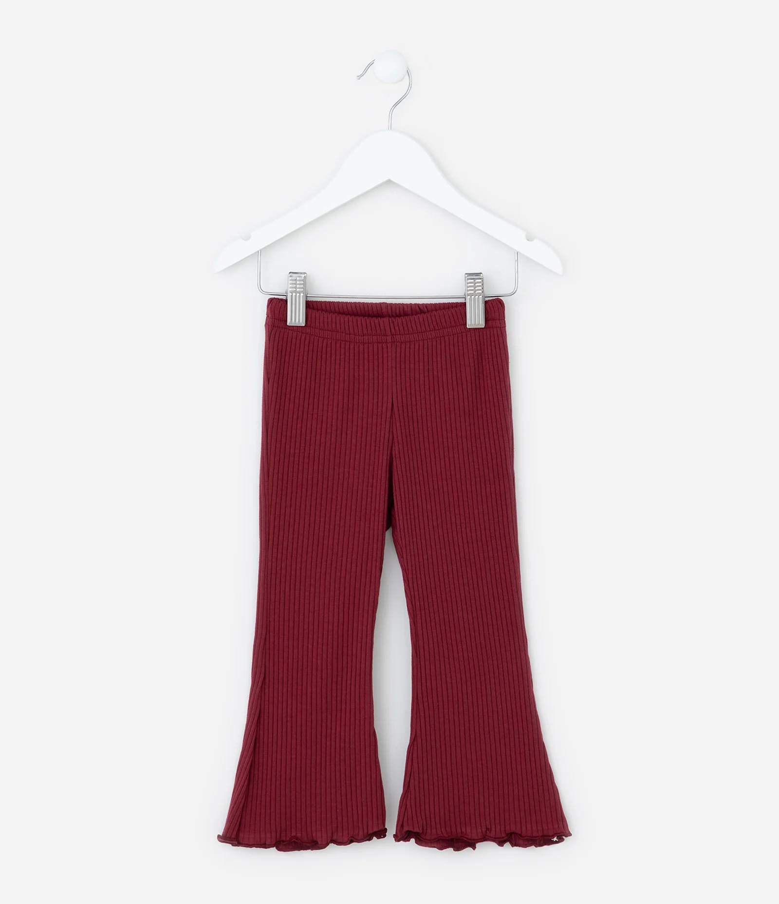 Calça Flare Infantil Canelada com Frufru na Barra - Tam 1 a 6 Anos Vermelho 1