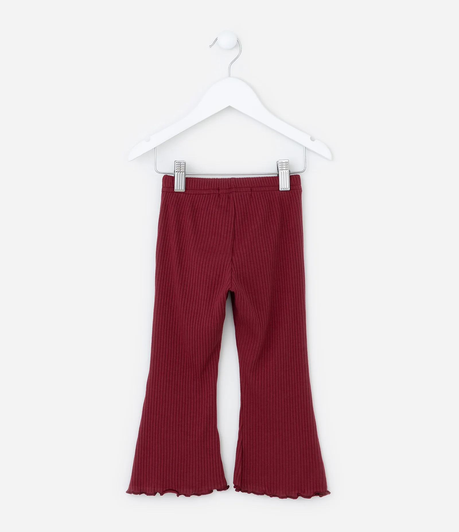 Calça Flare Infantil Canelada com Frufru na Barra - Tam 1 a 6 Anos Vermelho 2