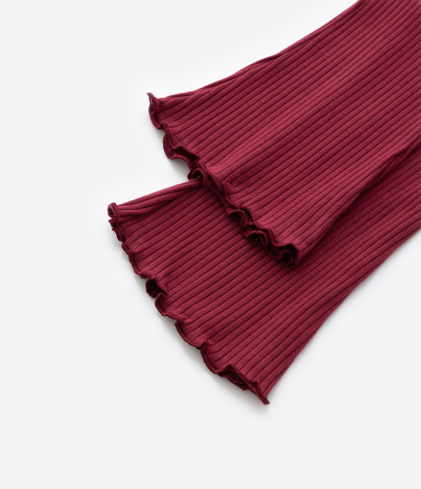 Calça Flare Infantil Canelada com Frufru na Barra - Tam 1 a 6 Anos Vermelho 4