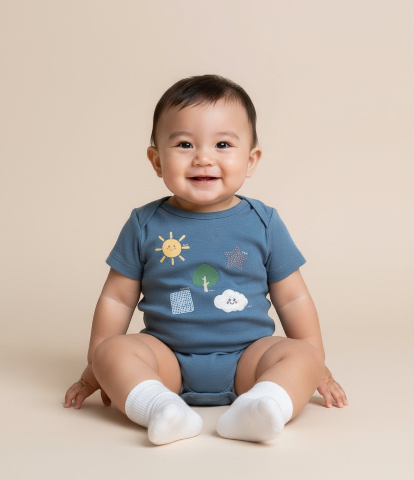 Body Infantil com Estampa Sol e Nuvem - Tam 0 a 18 meses Azul 1