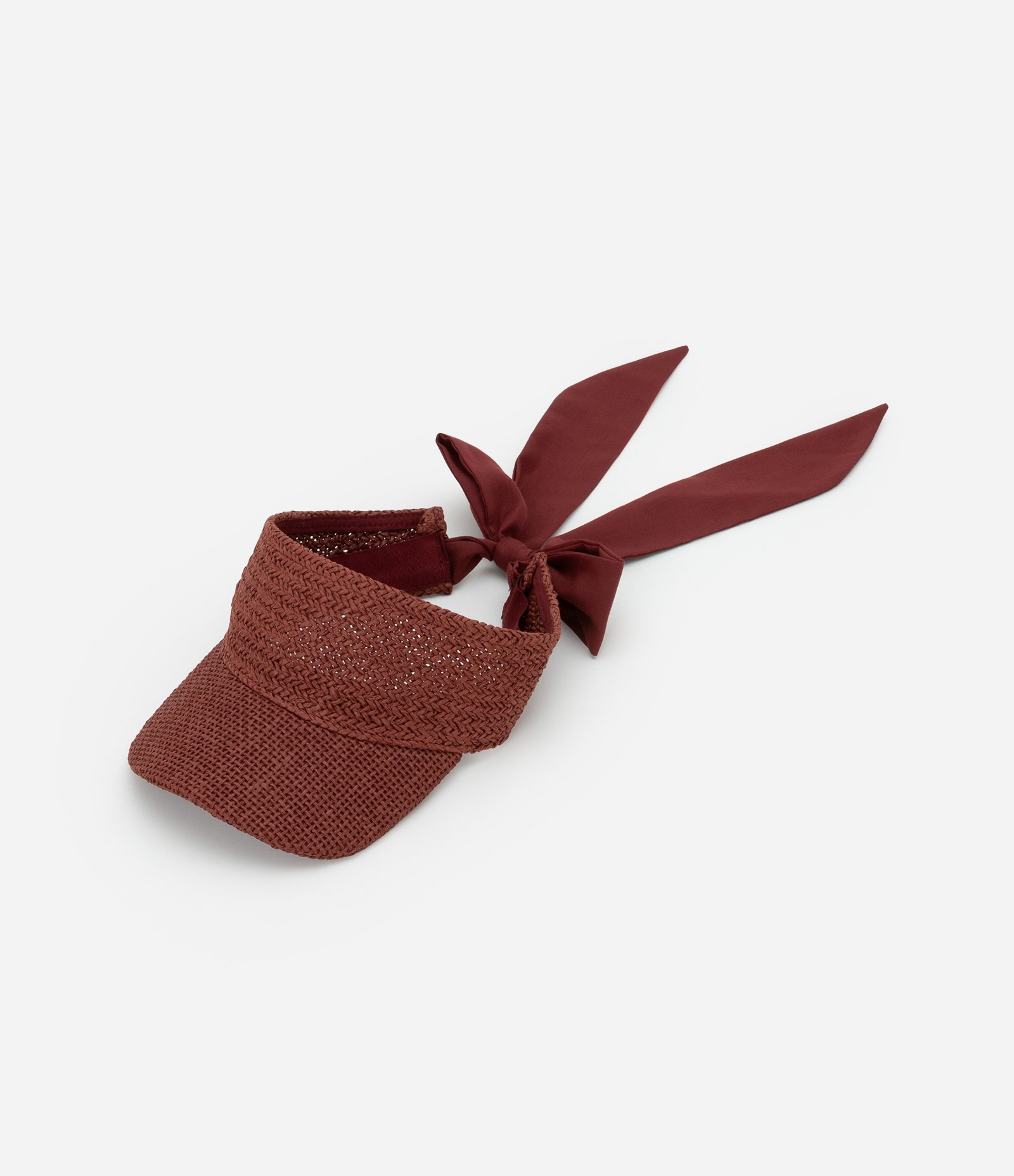 Viseira em Estilo Palha Trançada com Laço Marrom 1